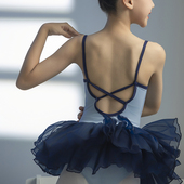 儿童舞蹈服装 吊带体操服定制女童纱裙 锦纶芭蕾舞练功服少儿夏季