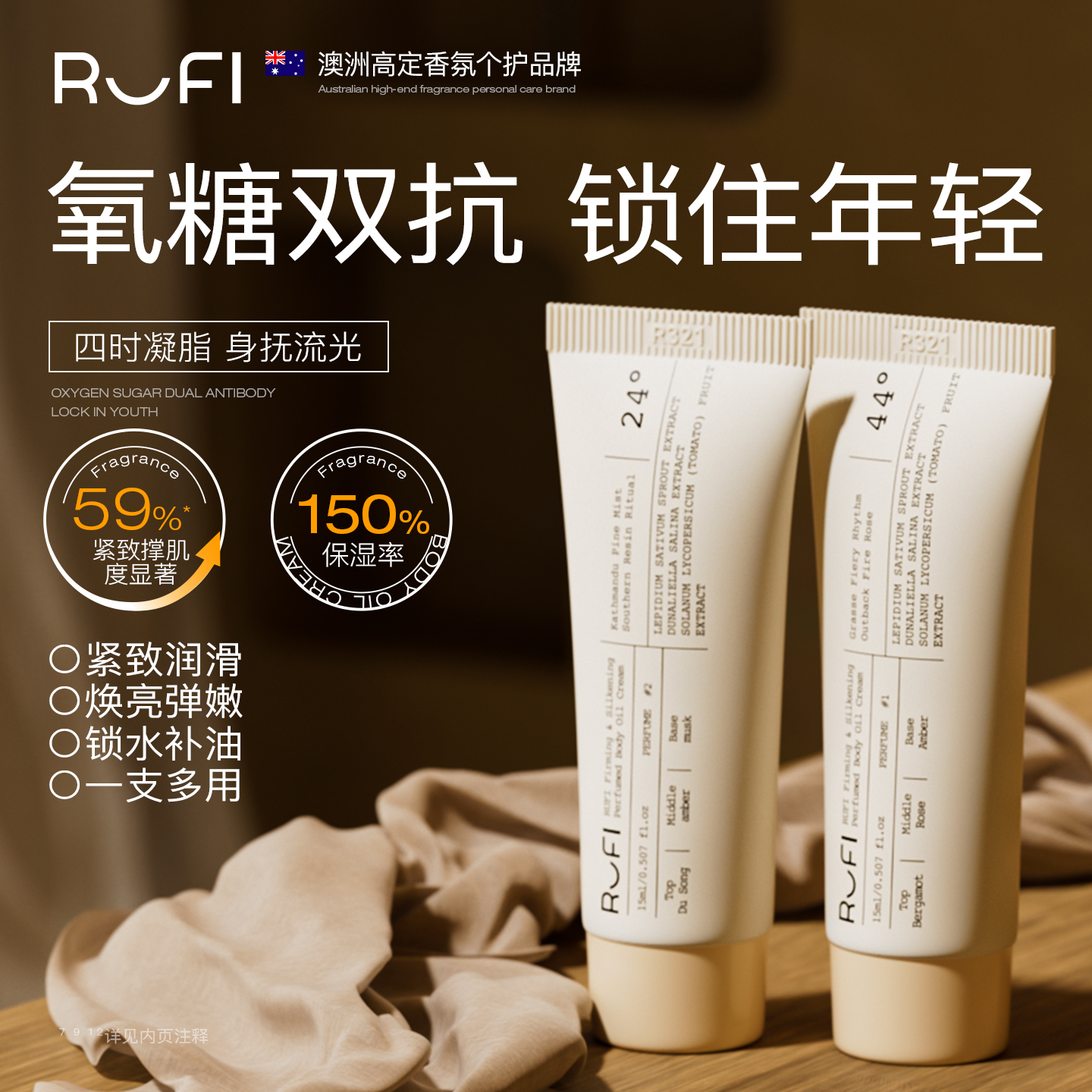 RUFI双抗弹嫩香氛身体油霜