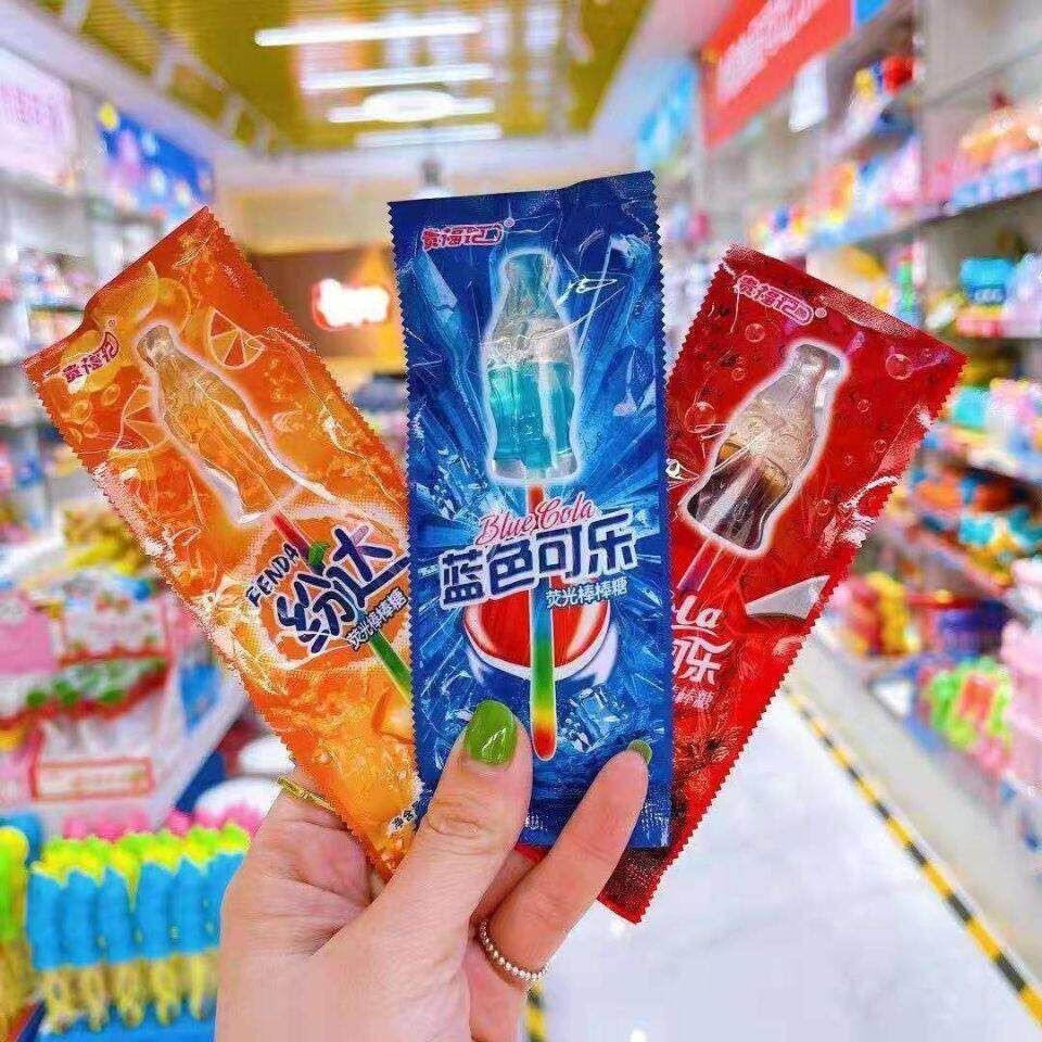 网红荧光棒棒糖10g*30支夜光棒蓝色可乐味糖果儿童零食玩具包邮