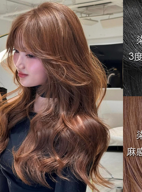 里粒美发馆植物染发膏麻感奶茶免漂榛果灰咖发色不伤发染发剂男女