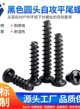 PB3x5→3x18黑色圆头自攻平尾螺丝 304不锈钢GB845-F达克罗螺丝