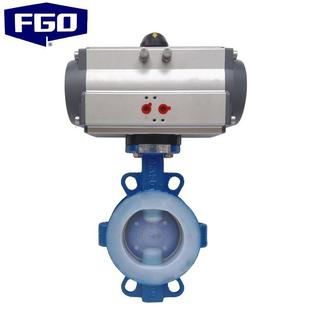 D671F46 碳钢衬F46对夹式 16C系列 气动衬氟蝶阀 FGO