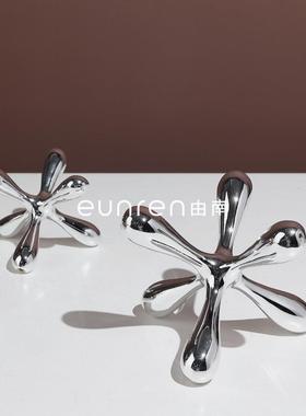 现代简约轻奢电镀点线分子摆件书镇书压样板房售楼处软装饰品摆设