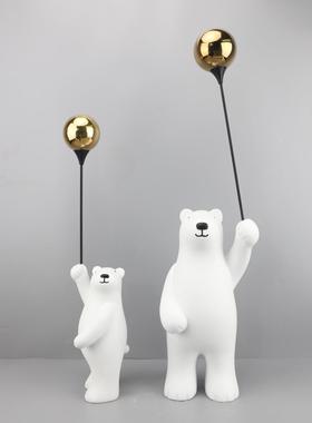 现代简约气球北极熊树脂摆件电视柜客厅卧室玄关样板房家居装饰品