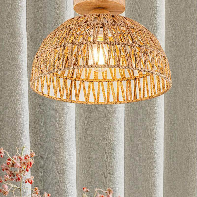 跨境热销原木奶油风餐厅吧台田园民宿店铺卧室手工编织笼子吸顶灯,家装灯饰光源,客厅吸顶灯,淘宝优惠券,粉丝福利购,淘宝优惠卷