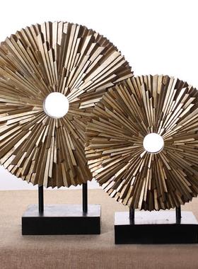 圆形家居工艺品欧式客厅电视柜树脂摆件玄关后现代酒柜装饰品摆设