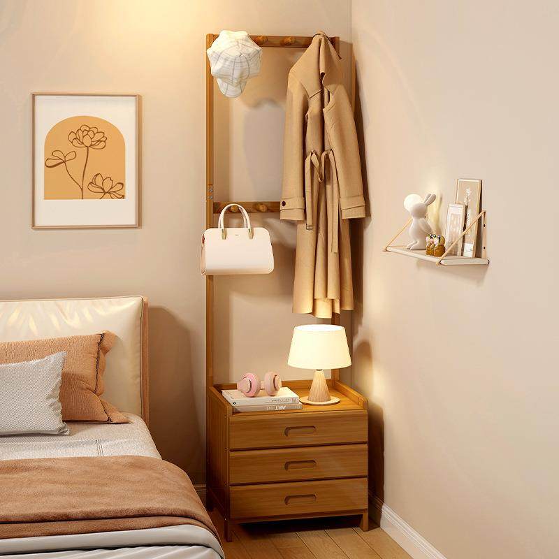 简约床头柜挂衣架一体家用卧室收纳置物架出租屋落地衣帽架带抽屉,住宅家具,组合衣架,淘宝优惠券,粉丝福利购,淘宝优惠卷
