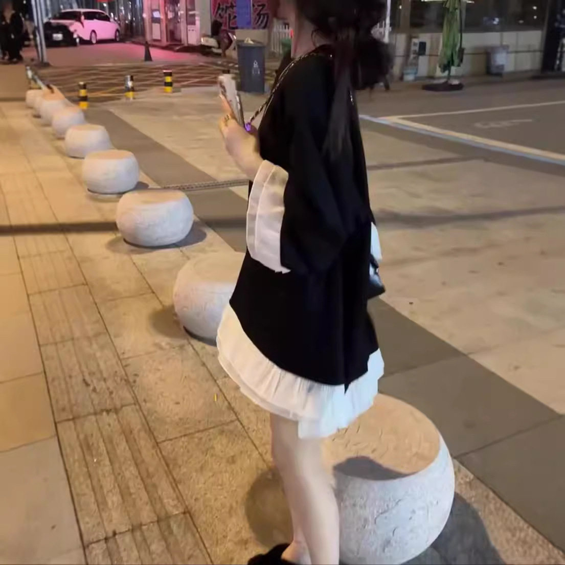 英国coopkoop秋季新款时尚褶皱荷叶边拼接宽松减龄连衣裙