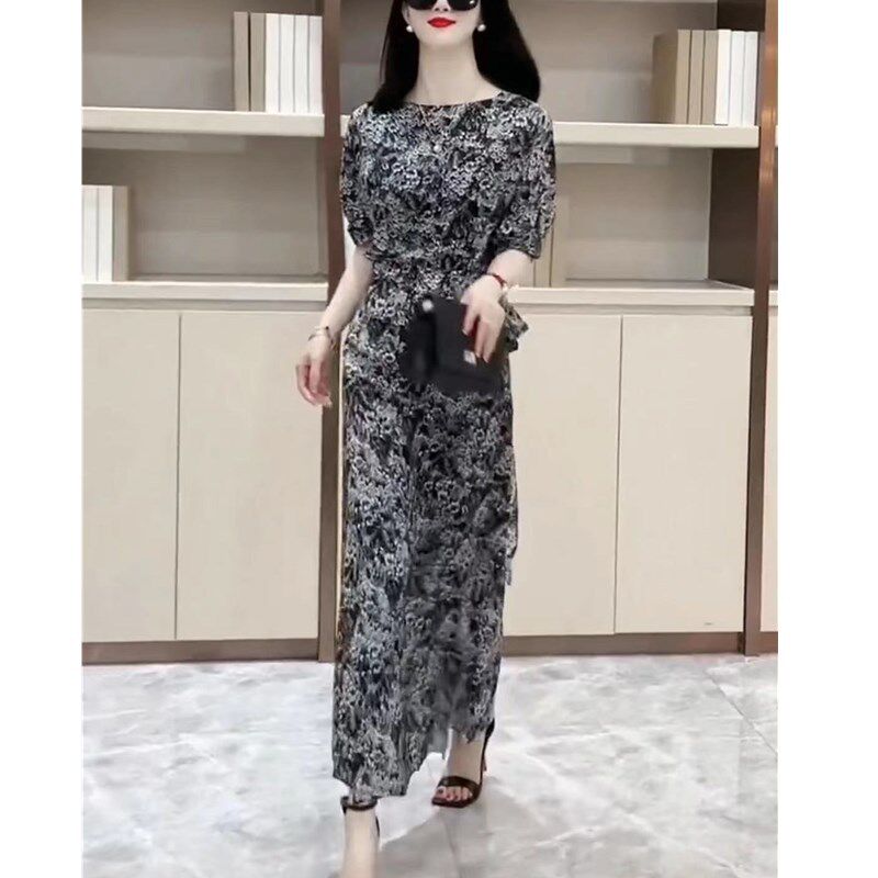 英国coopkoop夏季新款宽松印花长款连衣裙时尚显瘦女