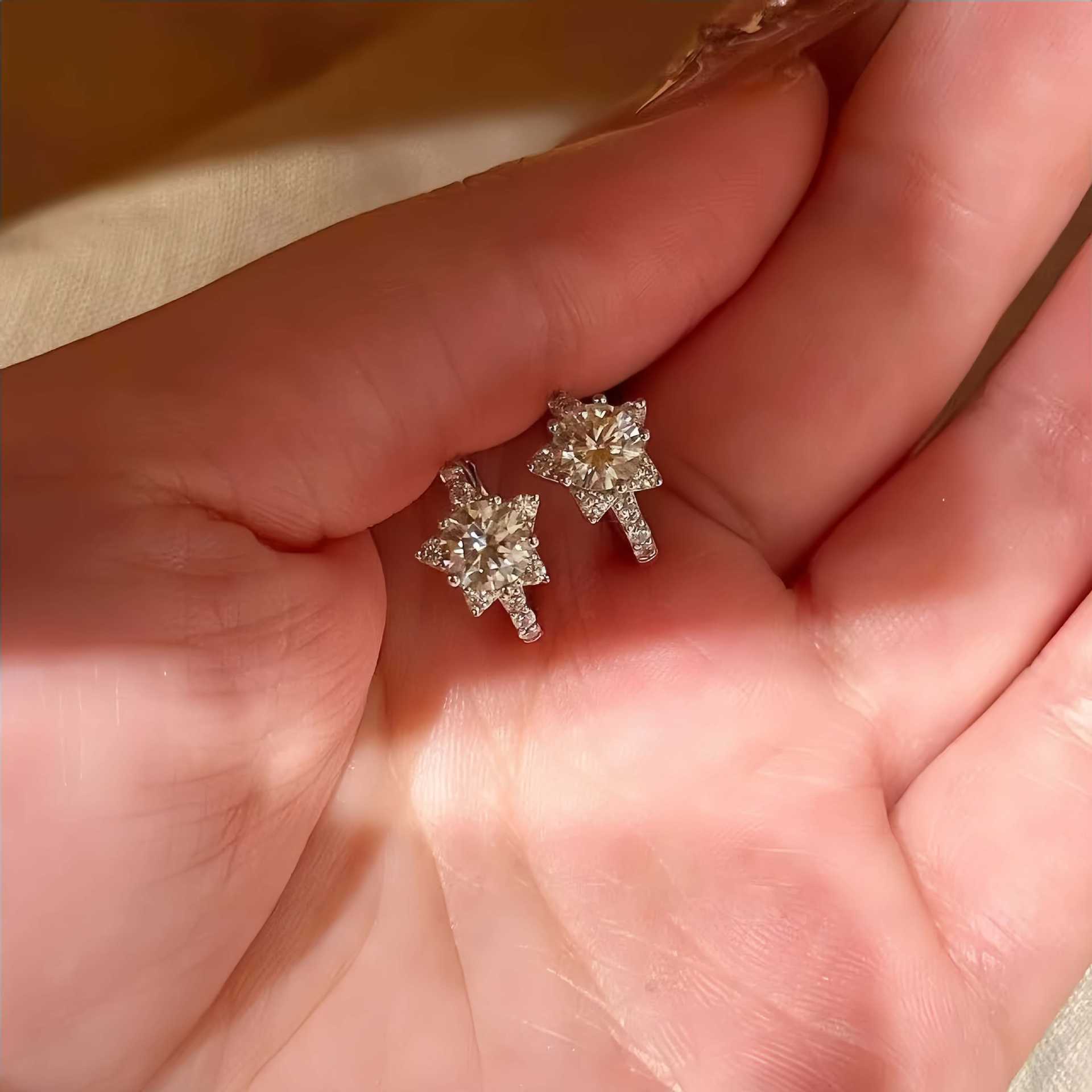 国风china chic s925银镀18k金星星耳扣女超闪轻奢精致高级感百搭