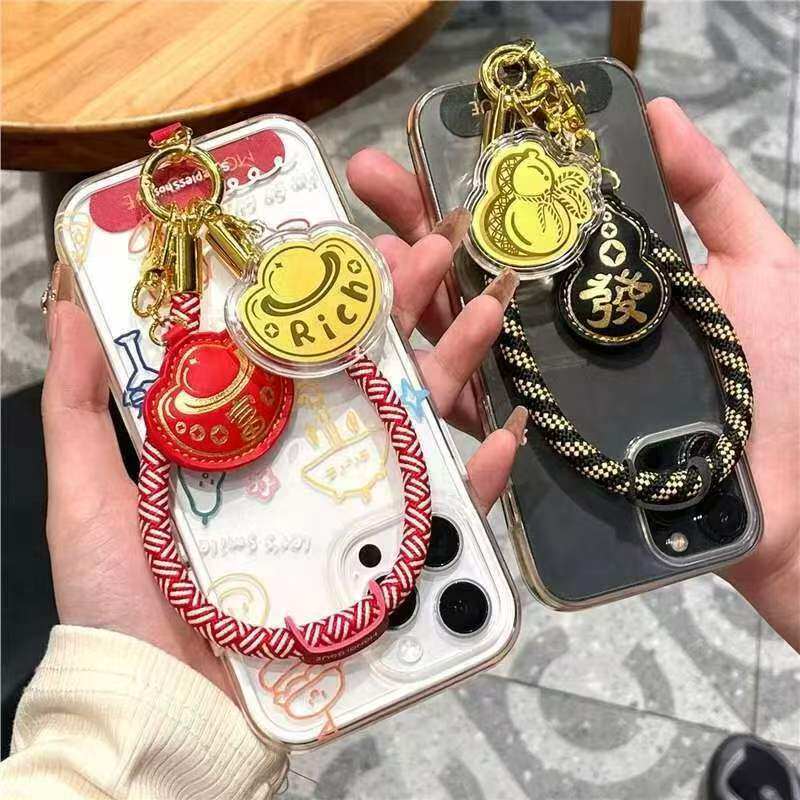 国风china chic 金  rich 如意發字黑绳挂件 红绳手机挂绳 周家