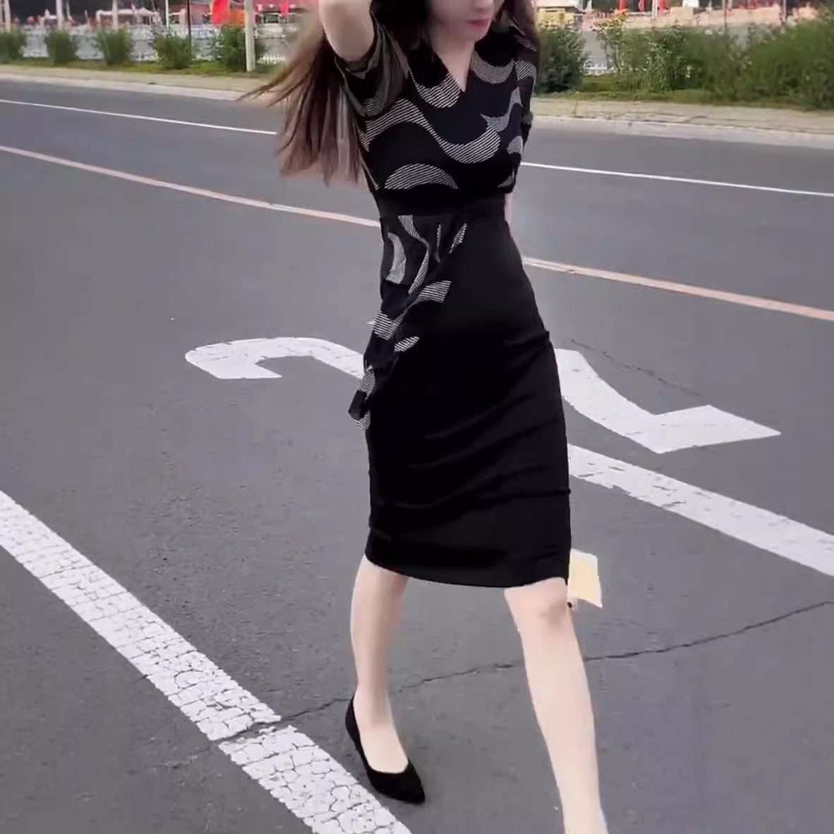 英国coopkoop新款设计感假两件连衣裙时尚v领拼接显瘦女裙