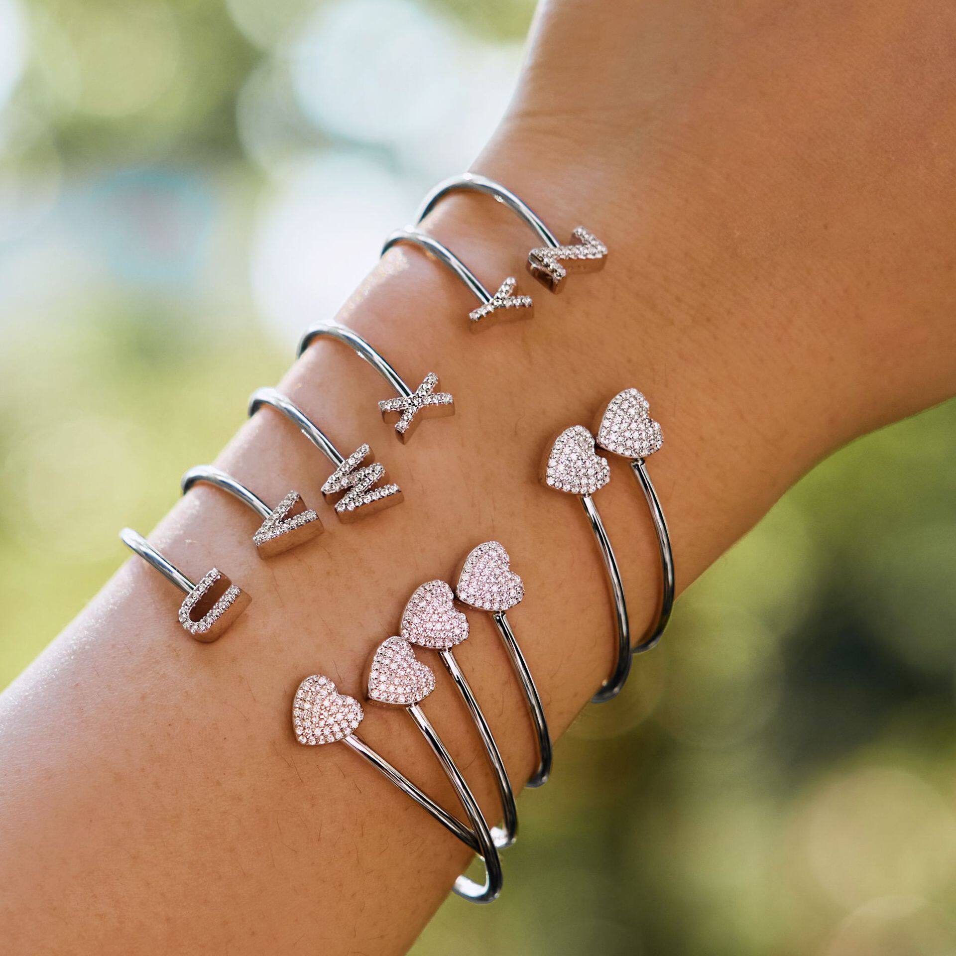 英国coopkoops925银英文字母手镯女微镶锆石轻奢时尚潮流个性风