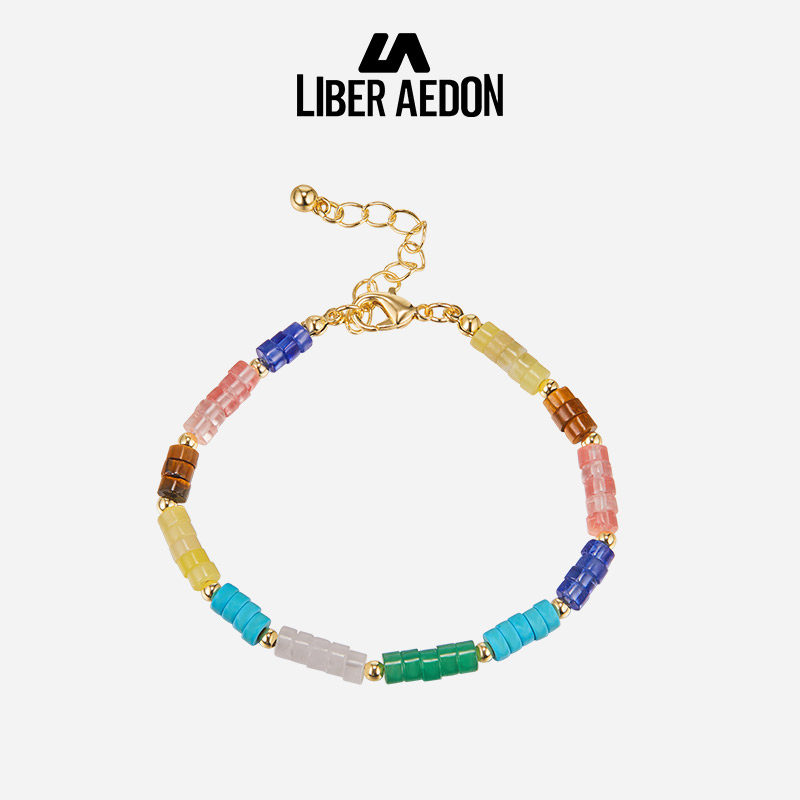 la励柏艾顿设计感天然石彩色串珠手链