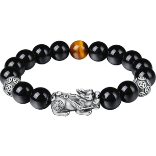 中国黄金央创男生生日礼物送男朋友老公爸爸父亲貔貅手链手串S925