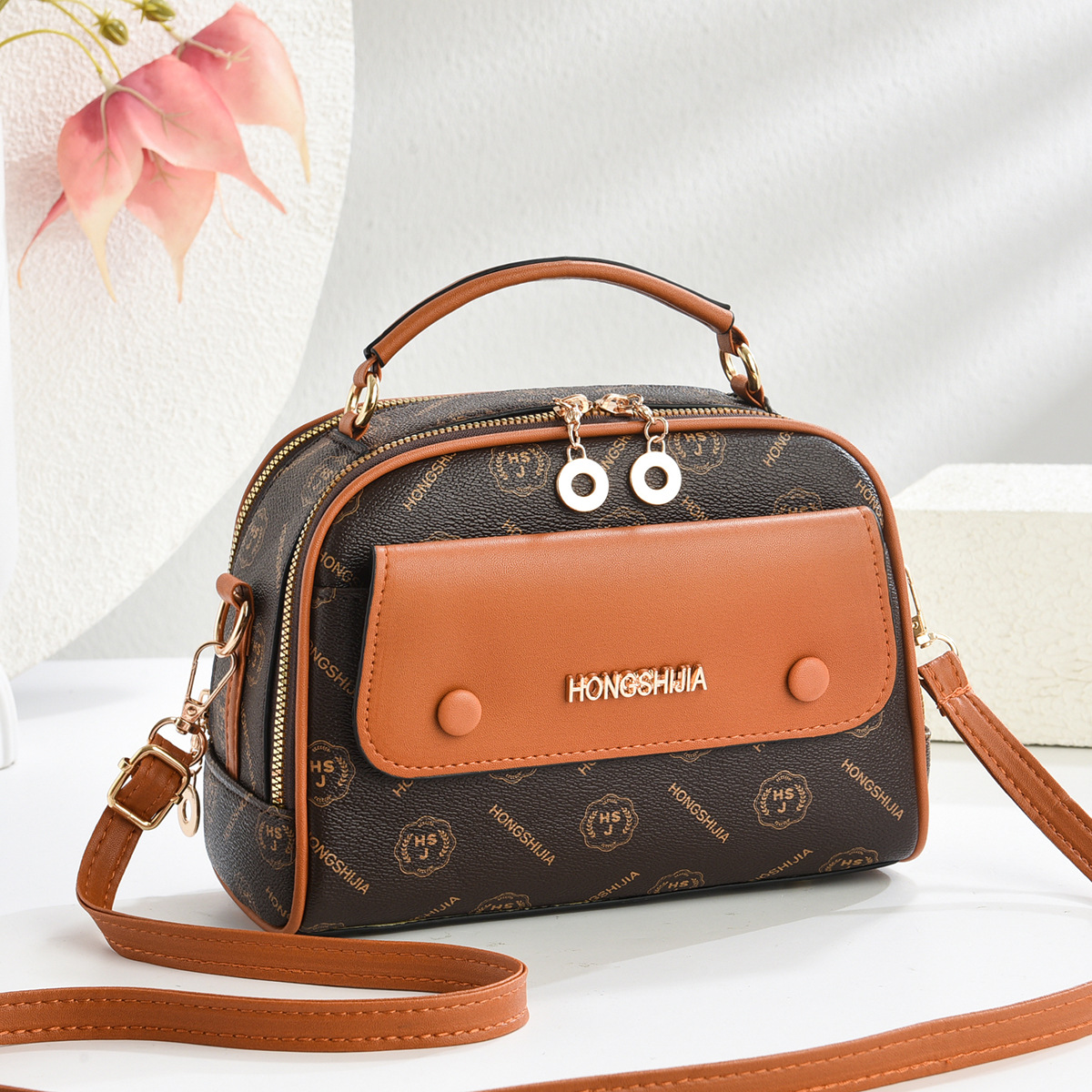 小方包2025新款时尚百搭潮流印花撞色高级感单肩斜挎包手提包