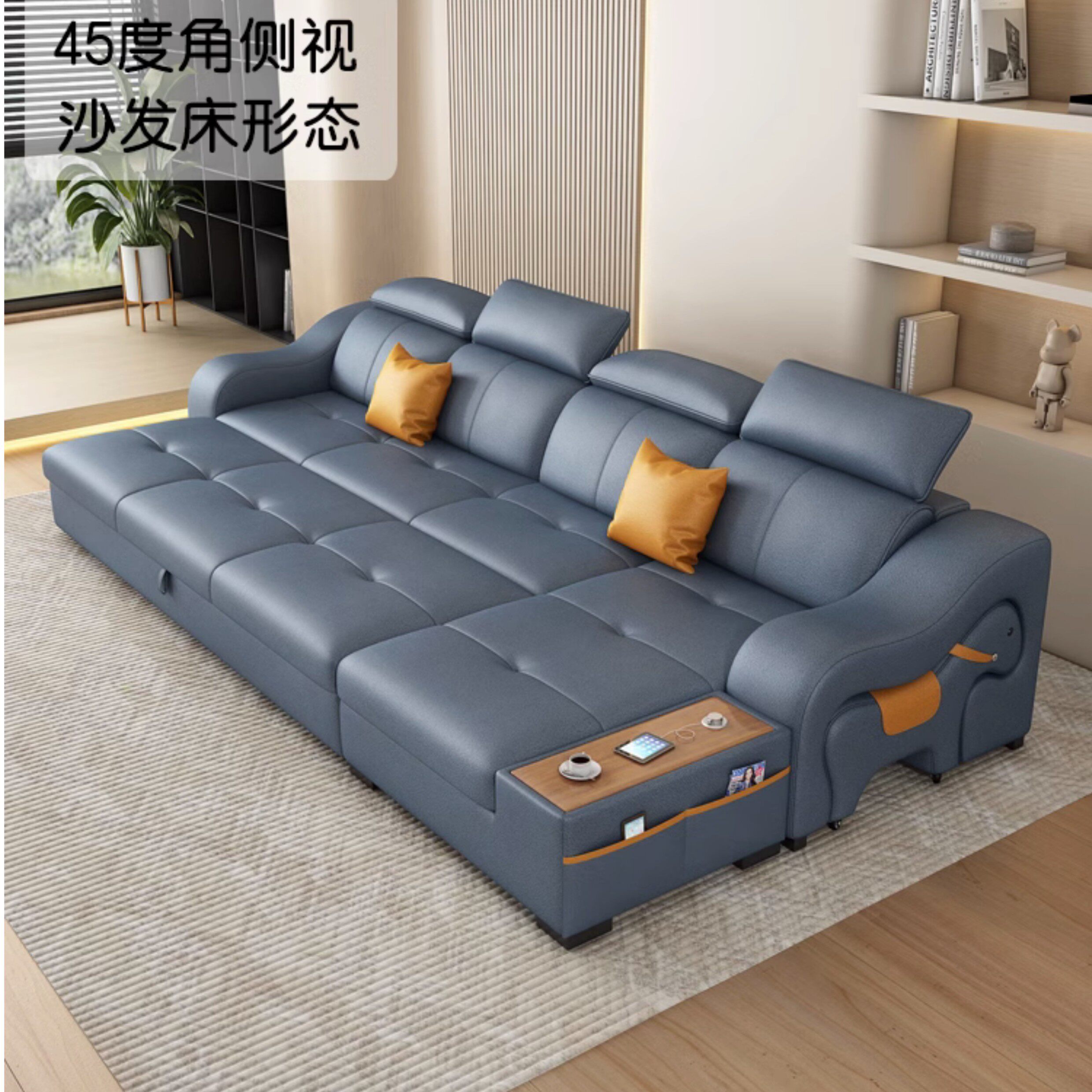 免洗猫抓布沙发床两用折叠多功能小户型客厅贵妃沙发可储物科技布