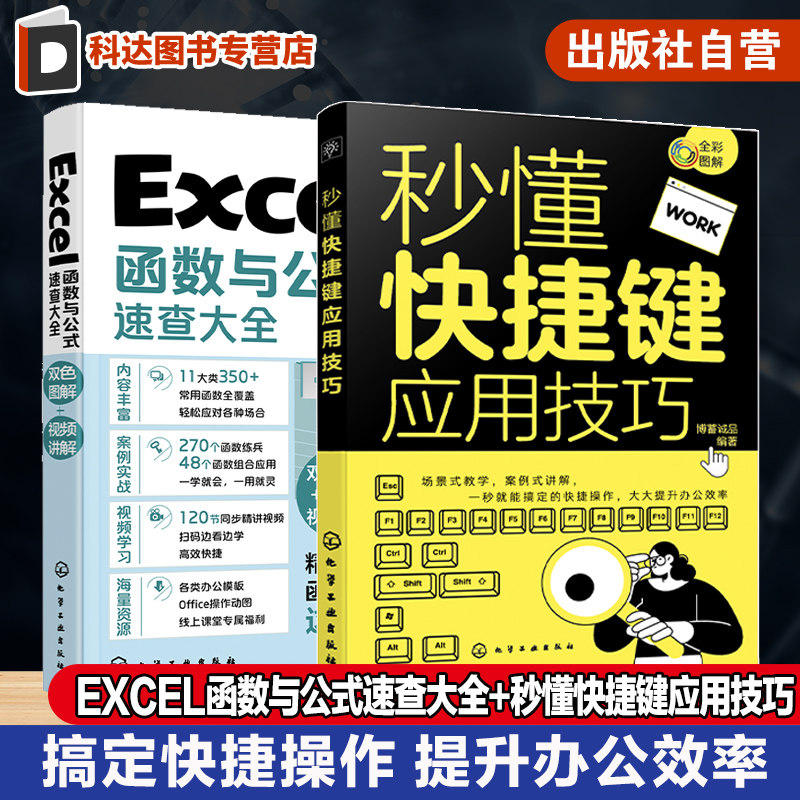 2册 秒懂快捷键应用技巧 Excel函数与公式速查大全 表格制作数据处理excel应用大全从入门到精通 office电脑办公软件零基础入门
