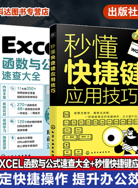2册 秒懂快捷键应用技巧 Excel函数与公式速查大全 表格制作数据处理excel应用大全从入门到精通 office电脑办公软件零基础入门