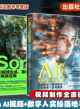 赠视频 2册 Sora AI视频生成案例解析与场景应用 AI数字人从制作到商用 电商带货 视频教学 广告营销 生活服务 视频制作实操案例书