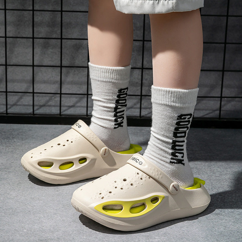 儿童洞洞鞋男士厚底防滑休闲包头拖鞋户外亲子时尚软底沙滩凉拖鞋