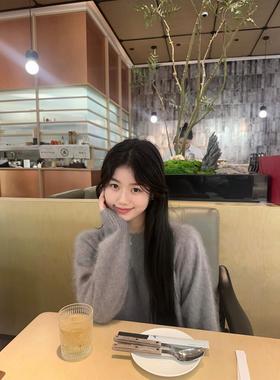 圆圆媛er 高品山羊绒 秋冬基础百搭毛轻奢灰色两色衣上衣