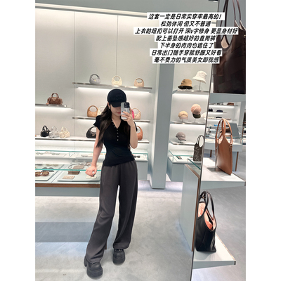 炭黑休闲慵懒风松弛感百搭直筒裤