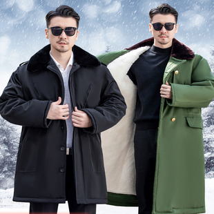 冬季羊皮军大衣中长款保暖加厚皮毛一体棉袄东北男登山冷库劳保服
