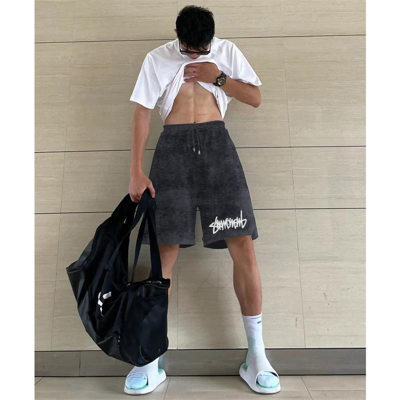 美式街头嘻哈潮流水洗做旧短裤男