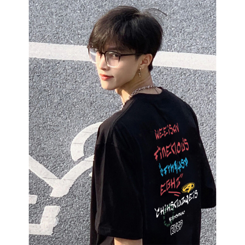 美式复古纯棉设计感百搭T恤男