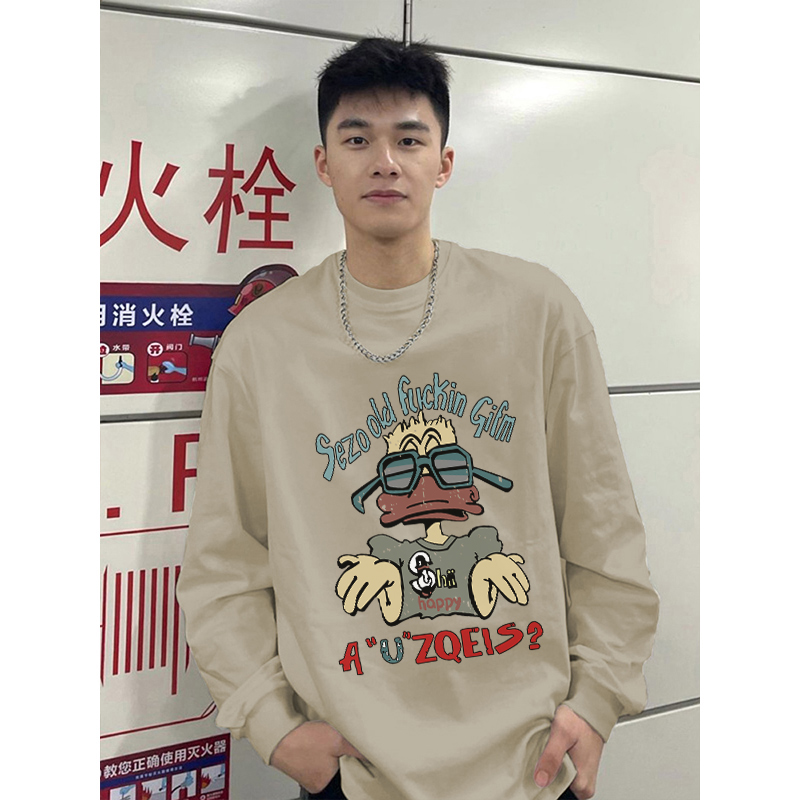 长袖美式休闲男纯棉长袖t恤上衣