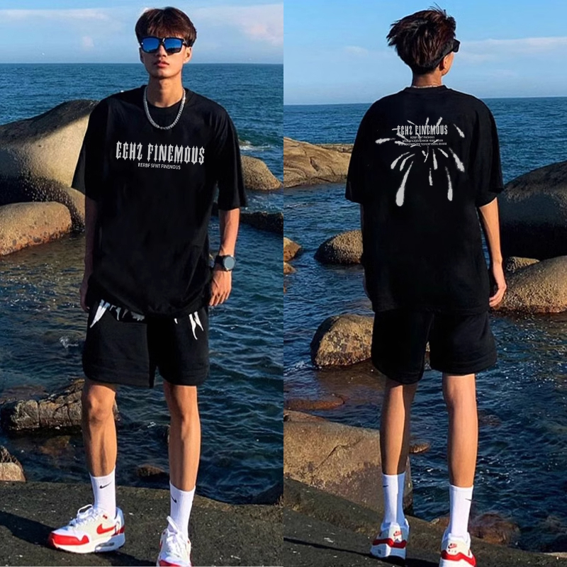 夏季嘻哈痞帅美式重磅纯棉短袖男