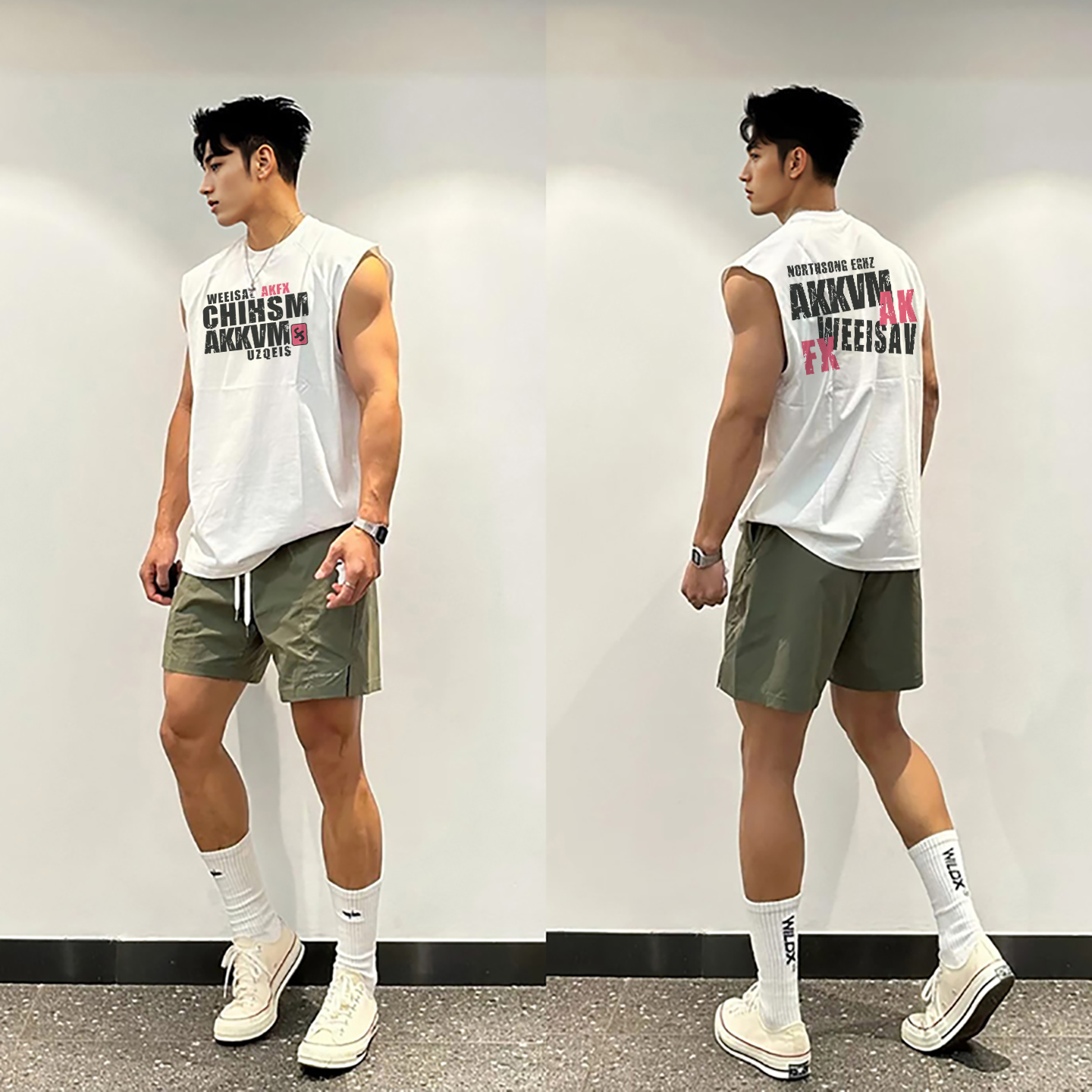 夏季cleanfit白色宽松重磅纯棉背心t恤男士休闲个性美式潮牌上衣