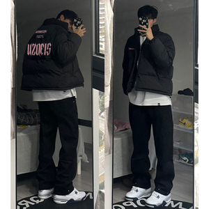 美式休闲棉服外套男秋冬季潮牌百搭字母印花上衣加厚立领面包服潮
