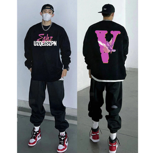 痞帅百搭纯棉小众长袖t恤复古