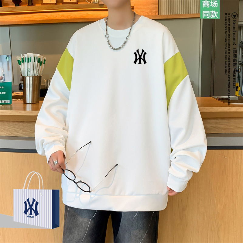 MLBREEZ春季潮牌设计感小众拼色卫衣男女新款美式情侣长袖t恤痞帅