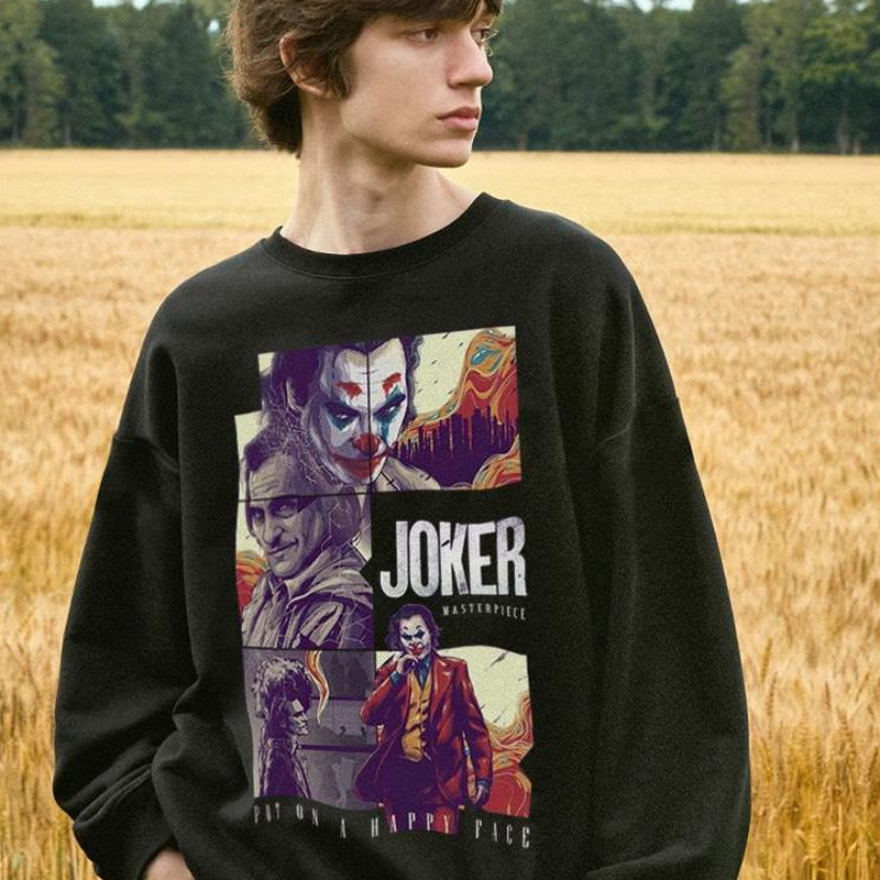 小丑圆领卫衣joker蝙蝠侠DC电影周边复古潮牌宽松衣服秋冬季上衣