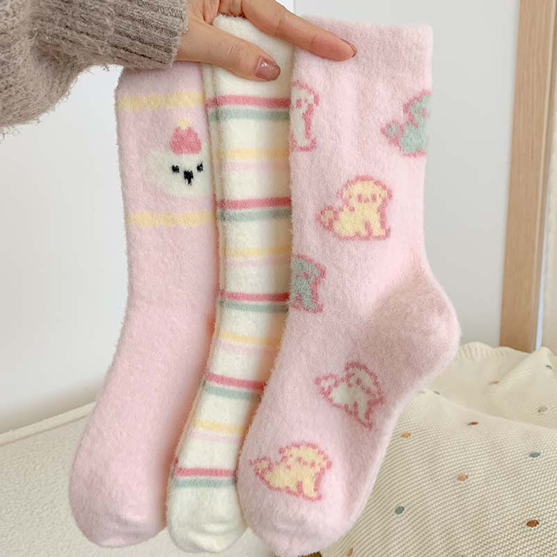 居家秋冬季地板毛茸茸袜子保暖女