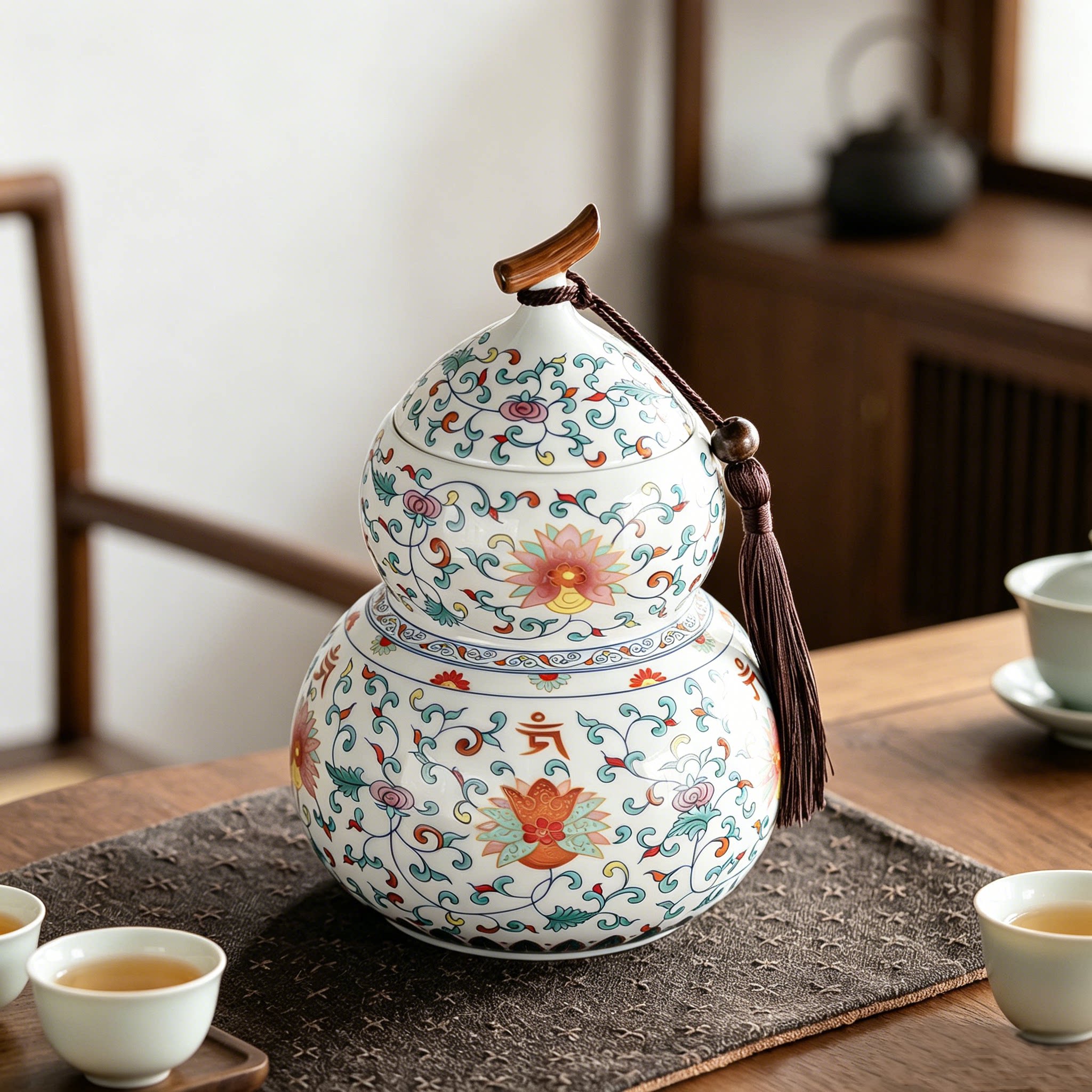 青花陶瓷茶叶罐葫芦密封罐大号空罐高级感茶叶储存罐家用储物罐子图片