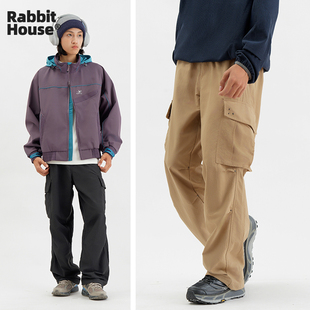 Rabbit House户外休闲裤男防风防泼水徒步登山运动宽松直筒工装裤