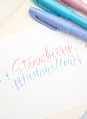 省心配色套装！派通touch彩色软笔brush lettering手账英文花体字