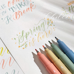 超时软绘笔12色brush lettering手账英文花体字涂鸦书法小楷软头