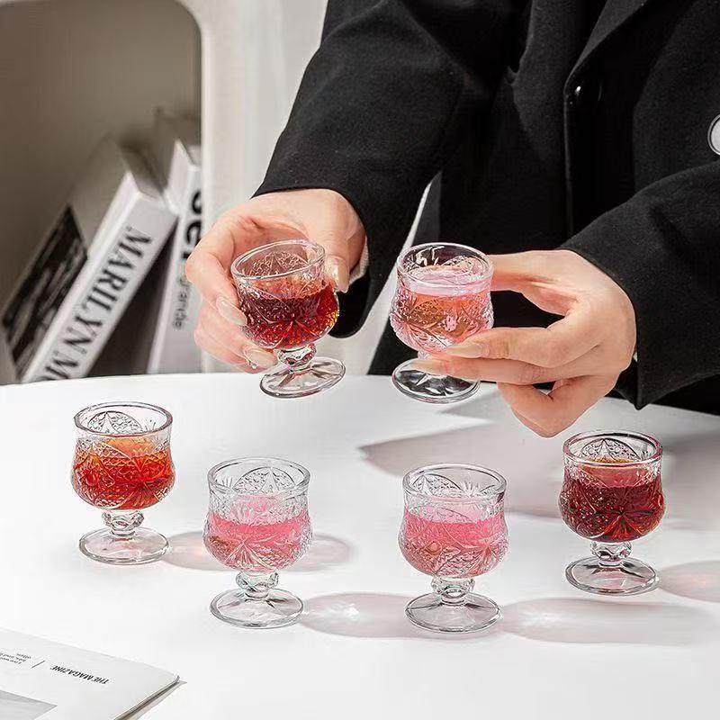 酒杯高级感一套创意复古高脚杯小酒杯精致家用白酒杯一口杯玻璃杯,餐饮具,异形/个性酒杯,淘宝优惠券,粉丝福利购,淘宝优惠卷