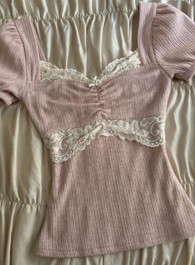 辣妹蕾丝蝴蝶结百搭吊带背心上衣Y2K Vintage Bow Lace Tank Top