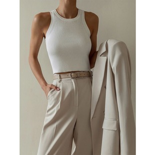 knit 螺纹针织纯色短款 solid vest春夏季 小背心 cropped Threaded