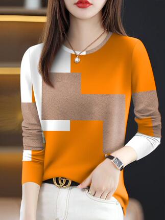 Clearance Sale! High-end women's clothing, spring 2025 new style, youthful long-sleeved round neck T-shirt, trendy women's top.