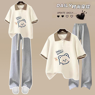 初中女生短袖T恤少女夏季宽松上衣高中学生夏装大童休闲两件套装