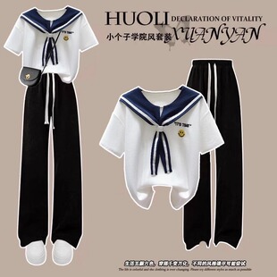 初中生夏装运动套装2025新款少女时尚休闲短袖T恤高中学生两件套