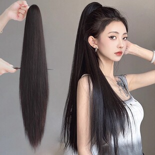 超长马尾假发辫子女抓夹古风自然彷真发直发高马尾增加发量假马尾