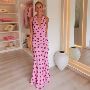 气质 V 领波点百搭连衣裙European Style V Neck Polka Dot Dress